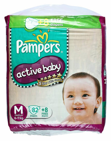 Pampers Active Baby Diapers M-82 + 8